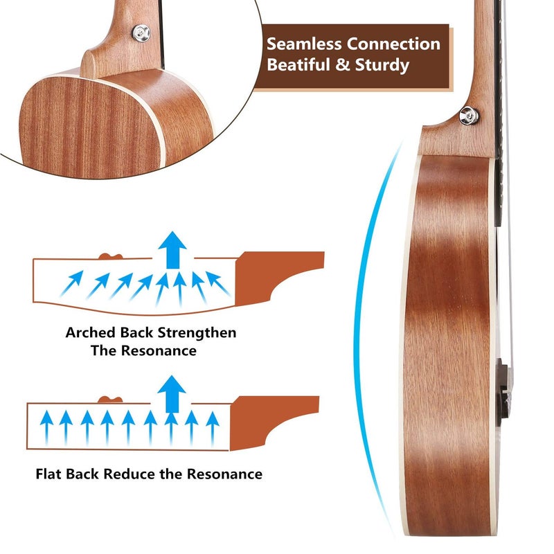 Ranch Left handed Concert Ukulele 23 inch Professional Wooden ukelele Instrument with Padded Ukele Gig Bag - Image 3